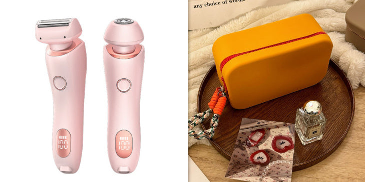2 In 1 Hair Removal Epilator USB Rechargeable Trimmer Women Body Razor Face Leg