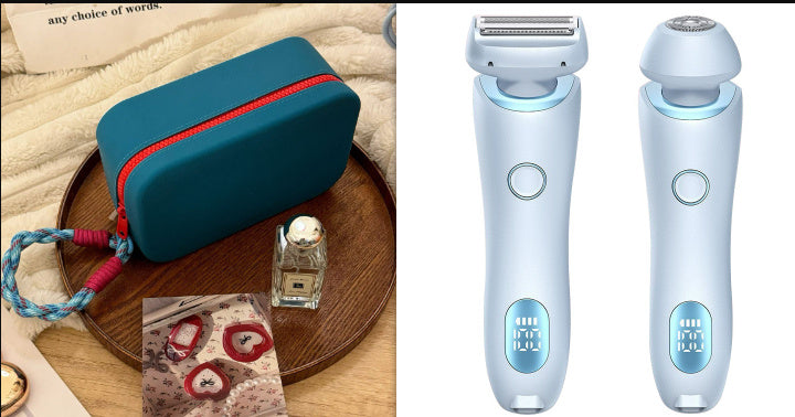 2 In 1 Hair Removal Epilator USB Rechargeable Trimmer Women Body Razor Face Leg