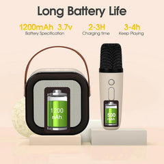 Mini Karaoke Machine with Microphone Sound System, Portable Karaoke Machine with 2 Wireless Microphones, Birthday Gifts for Girls and Children Aged 4-12, Family Gatherings(Cases & Covers)