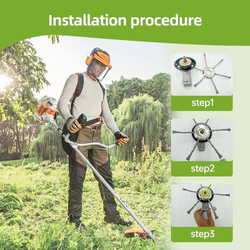 6 Inch Steel Wire Weed Brush Cutter Trimmer Head, Electric String Trimmer Replacement Head, for Electric Battery Powered Cordless String Trimmer, Weed Eater, Grass Trimmer Accessories