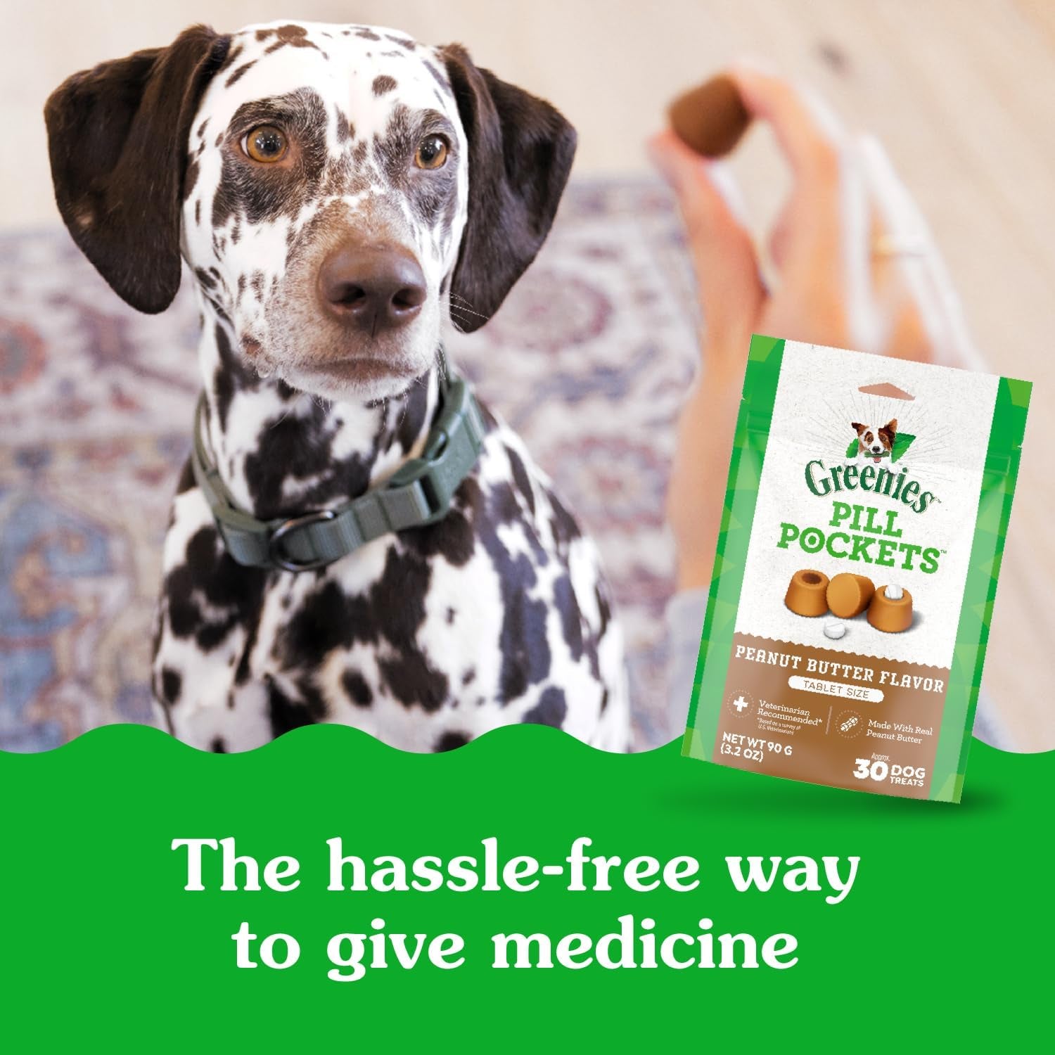 Pill Pockets for Dogs Large Size, Soft Dog Treats, with Real Peanut Butter, 15.8 Oz. Pouch (60 Treats)