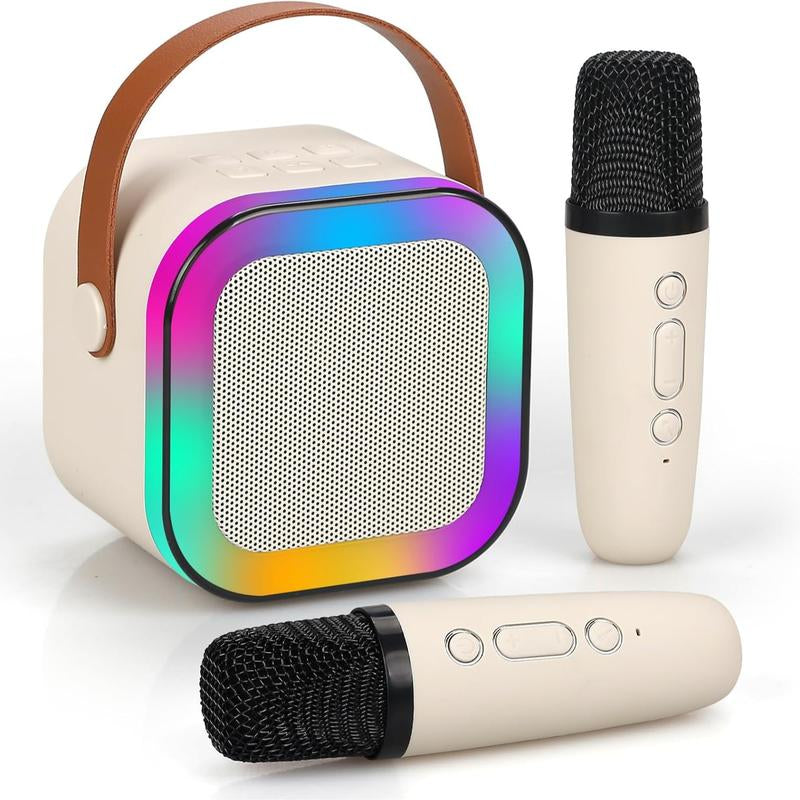 Mini Karaoke Machine with Microphone Sound System, Portable Karaoke Machine with 2 Wireless Microphones, Birthday Gifts for Girls and Children Aged 4-12, Family Gatherings(Cases & Covers)