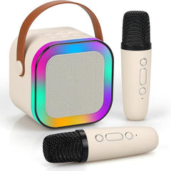 Mini Karaoke Machine with Microphone Sound System, Portable Karaoke Machine with 2 Wireless Microphones, Birthday Gifts for Girls and Children Aged 4-12, Family Gatherings(Cases & Covers)