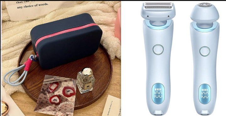 2 In 1 Hair Removal Epilator USB Rechargeable Trimmer Women Body Razor Face Leg