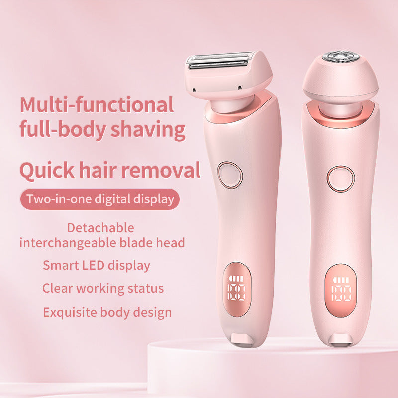 2 In 1 Hair Removal Epilator USB Rechargeable Trimmer Women Body Razor Face Leg