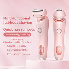 2 In 1 Hair Removal Epilator USB Rechargeable Trimmer Women Body Razor Face Leg