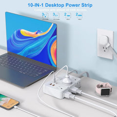 Surge Protector Power Strip 10 Ft Braided Extension Cord with 6 Outlets 4 USB Ports(2 USB C) for College Dorm Room Essentials
