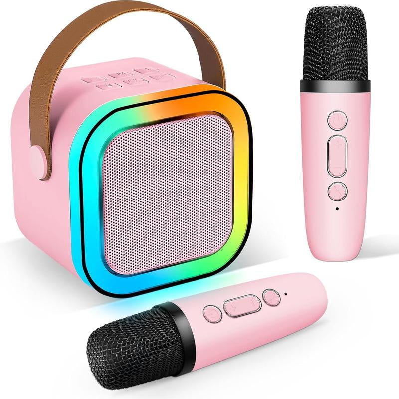 Mini Karaoke Machine with Microphone Sound System, Portable Karaoke Machine with 2 Wireless Microphones, Birthday Gifts for Girls and Children Aged 4-12, Family Gatherings(Cases & Covers)